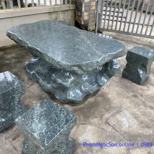 Bàn ghế đá tự nhiên Hòa Bình cuội xanh (4)