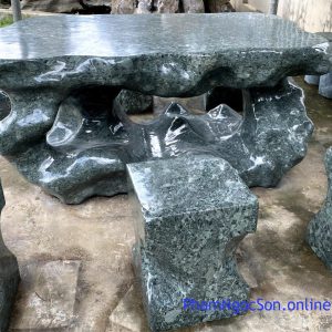 Bàn ghế đá tự nhiên Hòa Bình cuội xanh (4)