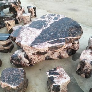 Bàn ghế đá tự nhiên Hòa Bình đá báo hồng