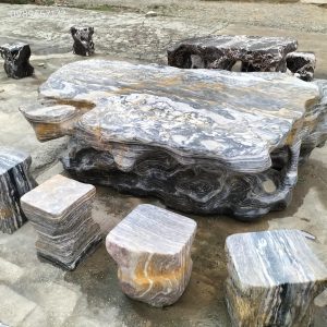 Bàn ghế đá tự nhiên Hòa Bình đá thổ cẩm