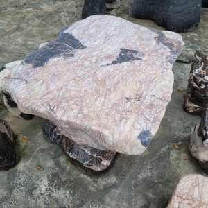 bộ bàn ghế đá tự nhiên báo hồng hòa bình