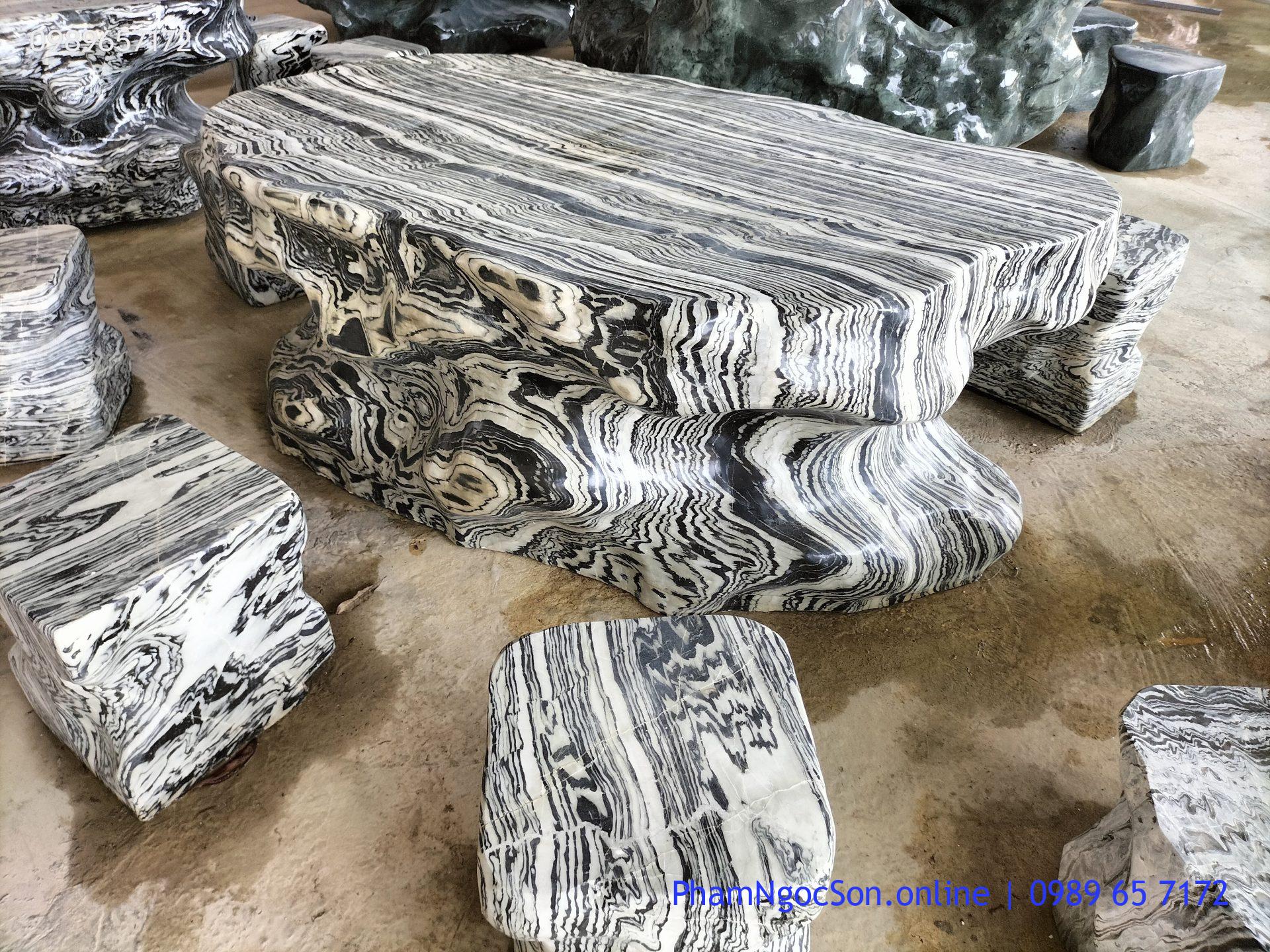 bàn ghế đá tự nhiên đá tuyết sơn