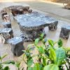 Bàn ghế đá tự nhiên Hòa Bình đá báo trắng