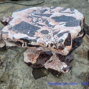 bộ bàn ghế đá tự nhiên báo hồng