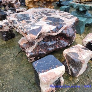bộ bàn ghế đá tự nhiên báo hồng