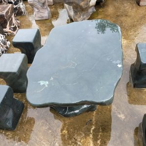 Bàn ghế đá tự nhiện đá cuội xanh