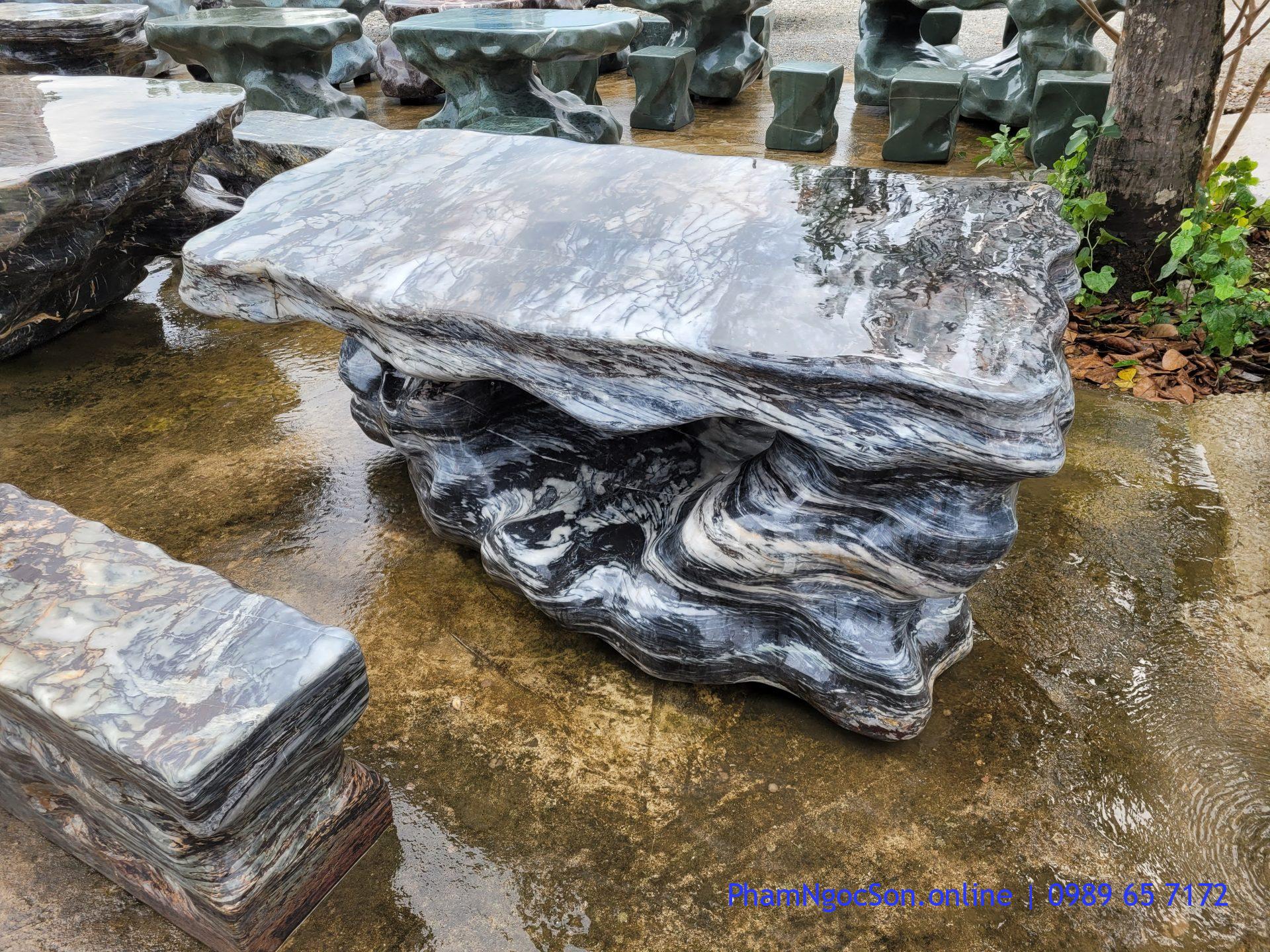 bàn ghế đá tự nhiên vân mây
