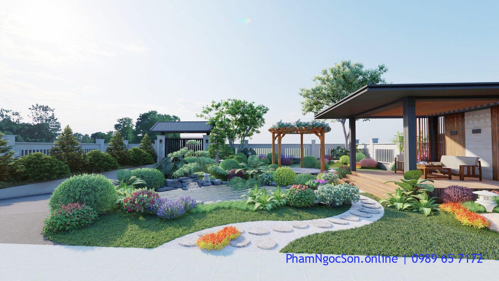 thiết kế sân vườn 3d