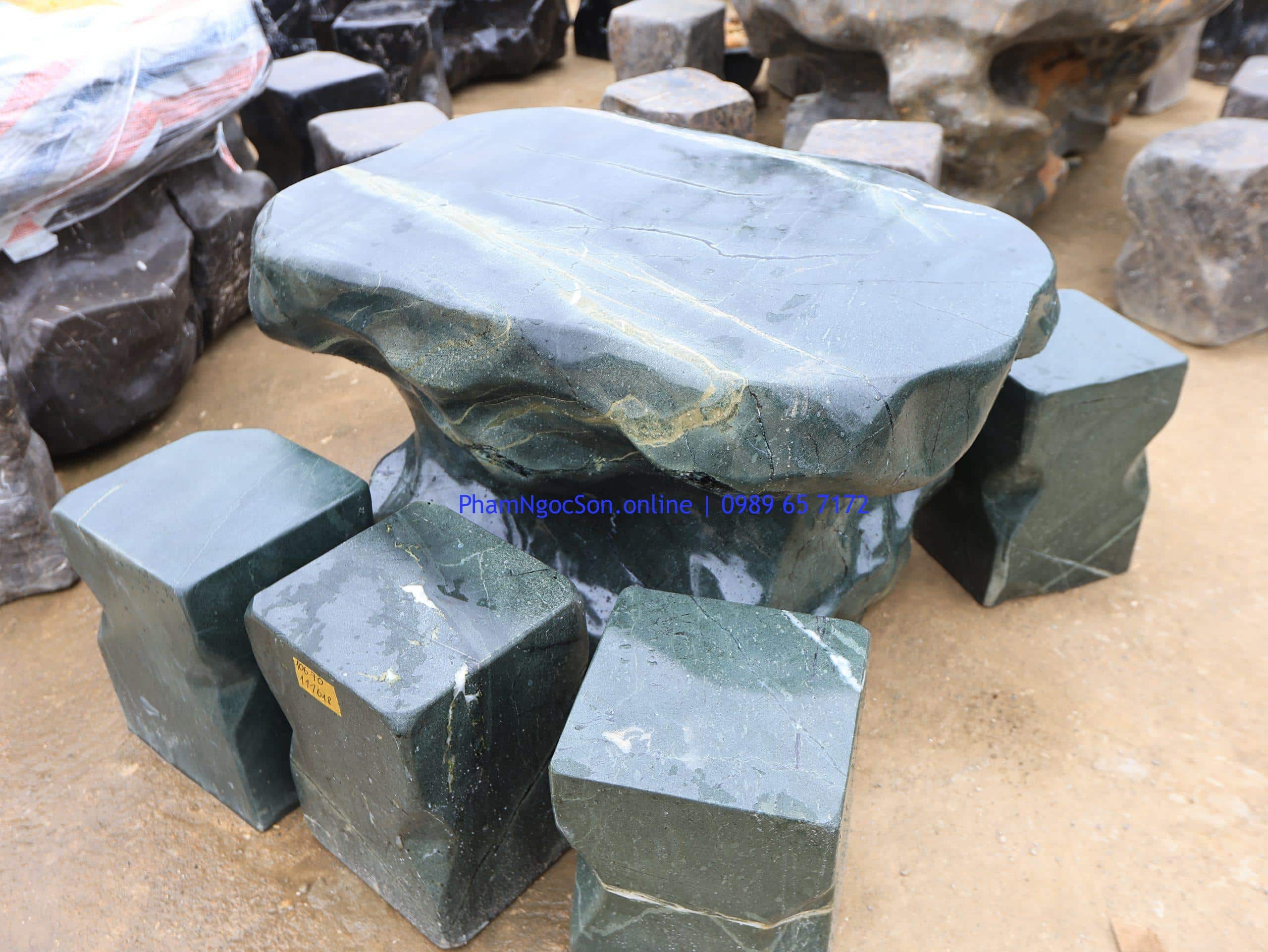 Bộ bàn đá tự nhiên, bộ bàn đá xanh cẩm thạch
